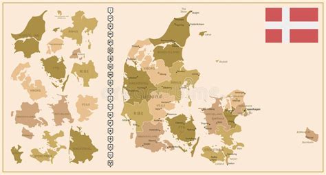 Denmark Detailed Map With Administrative Divisions Country Stock