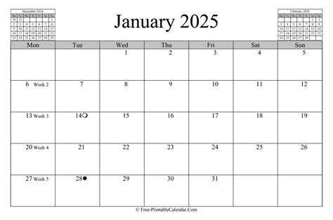 January Horizontal Calendar Pdf Monah Thomasa