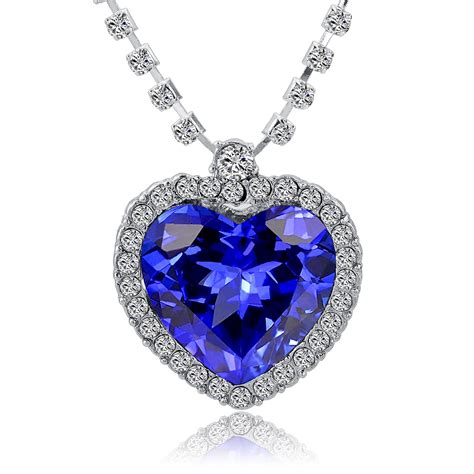 H & H UK Titanic Heart of the Ocean Necklace Blue Crystal Heart in ...