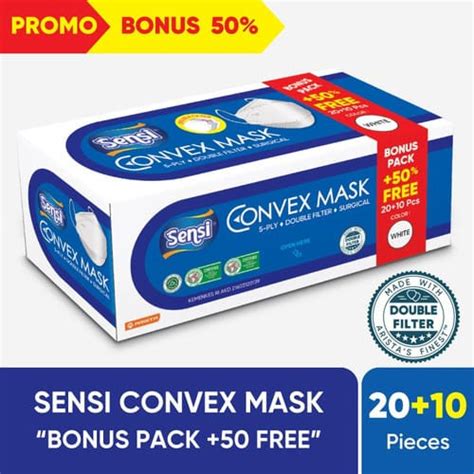 Jual Masker Sensi Convex Mask 4 Ply Earloop Isi 20 10 White