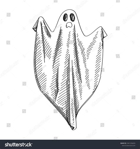 Handdrawn Black White Sketch Ghost White Stock Vector (Royalty Free ...