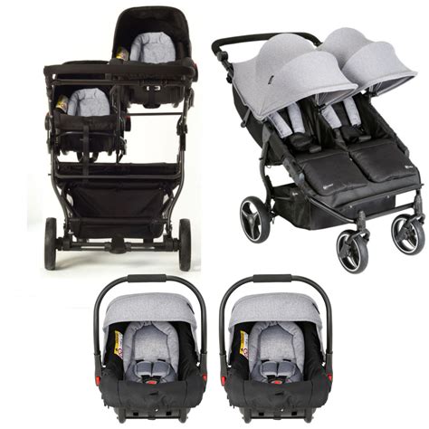 My Child Easy Twin Double Stroller Travel System (2 Car Seats) - Grey | Buy at Online4baby