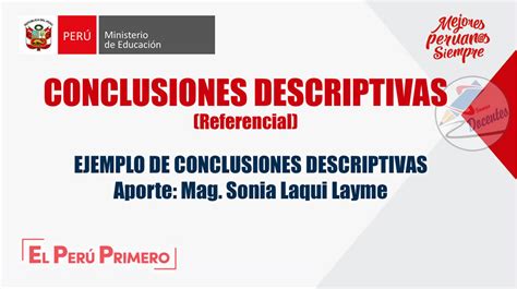 Minedu Ejemplos De Conclusiones Descriptivas Para El Nbkomputer