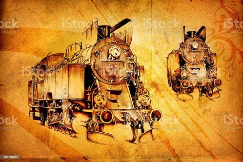 Steam Engine Art Design Drawing Stock Illustration Download Image Now 2015 Activity Black