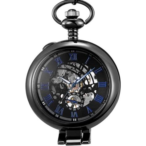 Montre De Poche Pour Homme En Acier Inoxydable Cadran Squelette Argent