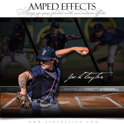 Amped Effects Faded Triptych Baseball Poster Template For Photoshop