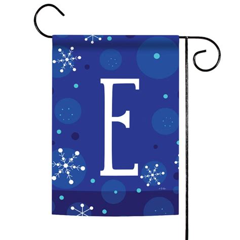 Toland Home Garden Blue And White Christmas Snowflakes Monogram E