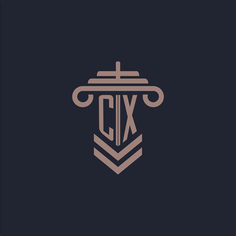 CX Initial Monogram Logo With Pillar Design For Law Firm Vector Image