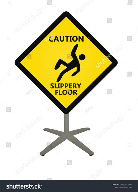 Yellow Slippery Floor Sign Vector Illustration Stock Vector Royalty