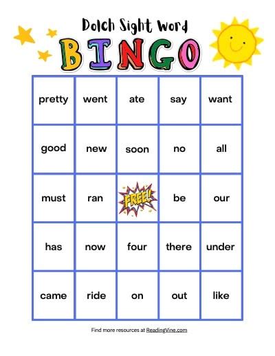 Sight Word Bingo