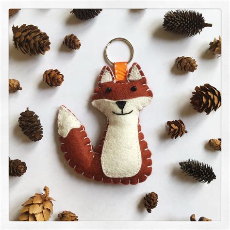 Handmade Felt Fox Keychain Keyring Decoration Etsy Uk Felt Crafts