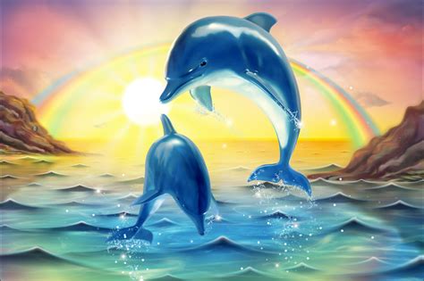 Dolphins At Sunrise By Kchungtw Cm Approx X In