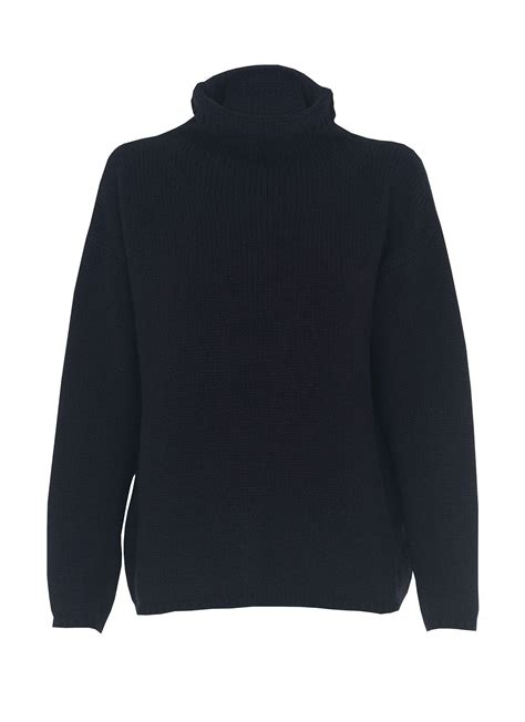 Funnel Neck Slouchy Sweater Navy Brigid Mclaughlin