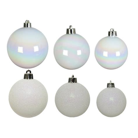 Confezione Di Palline Di Natale Assortimento Alpine Bianco Perlato