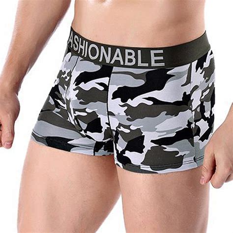 Panties For Men Cotton Camouflage Printed Boxer Briefs Breathable Briefs