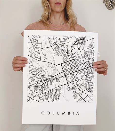 COLUMBIA Map Street Map South Carolina City Map Drawing Black | Etsy