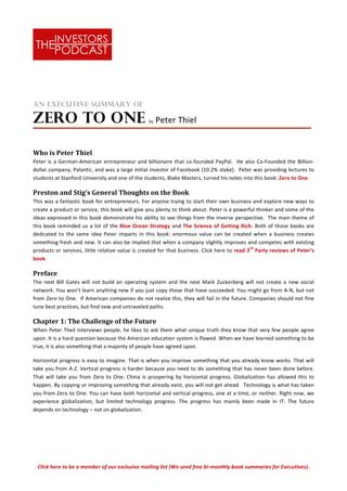 The Summary Of Zero To One Book Pdf