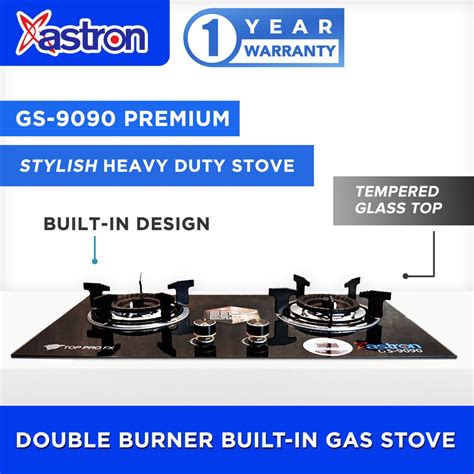 Astron Gs Built In Double Burner Gas Stove With Hob And Tempered