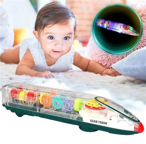 First Play Transparent Long Gear Train Toy For Kids 3d Train Toy For