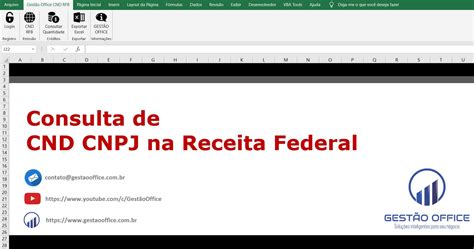 Planilha Excel De Consulta Cnd Federal Cnpj Gest O Office Vba