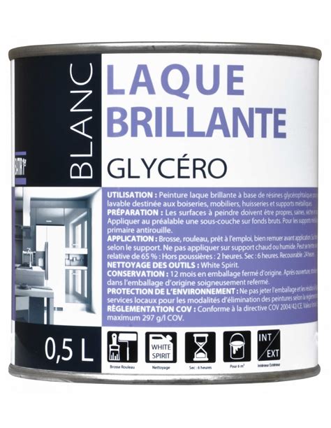 BATIR 1er Peinture Glycéro Laque Blanc Brillant 0 5 L