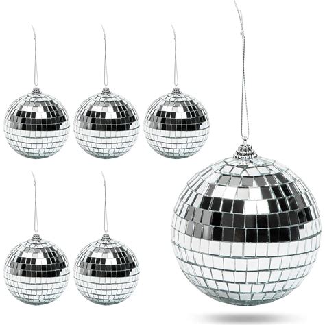 4 Disco Mirror Ball Mini Christmas Tree Ornaments With String 6