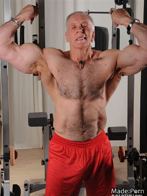 Porn Image Of Portrait White Hair Big Balls Athlete Muscular Gay Nude Created By AI