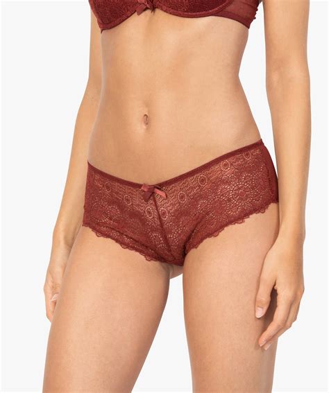 Shorty Femme En Dentelle Et Tulle Lot De 2 Marron GEMO