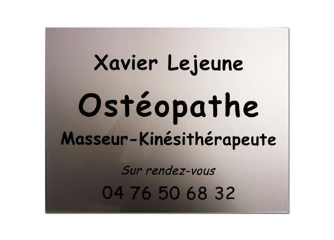 Plaque professionnelle ostéopathe masseur kiné en plexi n360