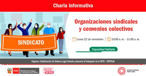 Charla Informativa Virtual Gratuito Mtpe Organizaciones Sindicales Y