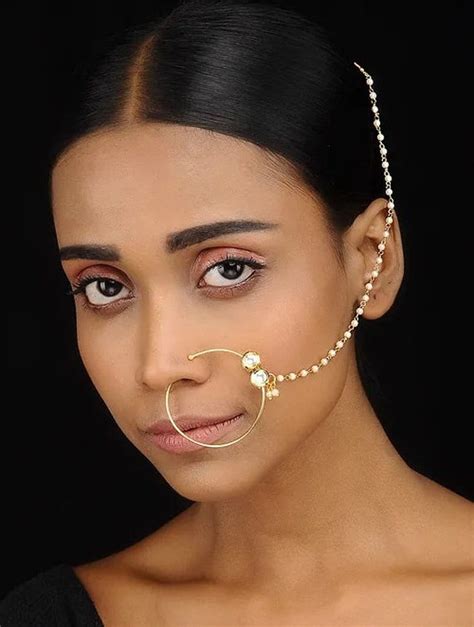 Indian Nose Ring Kundan Nath Nose Ring Fine Kundan Nath Indian Nath