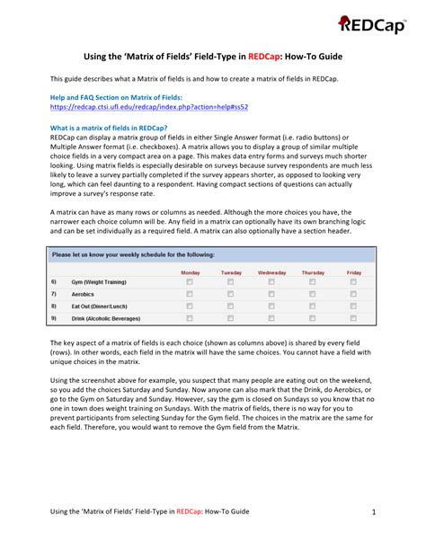 Using The Matrix Of Fields Field Type In Redcap How To Guide Docslib