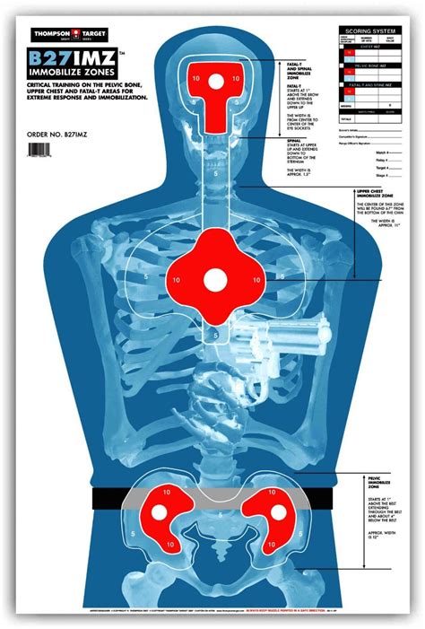 Thompson Target B27 Imz Ultra Bright Silhouette Paper Shooting Target With Life Size Human