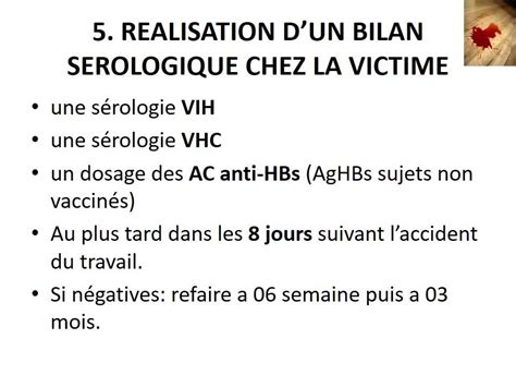 INFECTIOLOGIE Conduite A Tenir Devant Un Accident Dexposition Au Sang