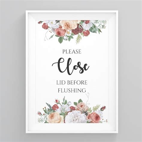 Please Close Lid Before Flushing Bathroom Quotes Art Funny Etsy Uk