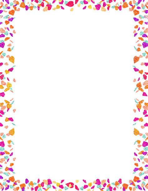 Printable Glitter Heart Page Border