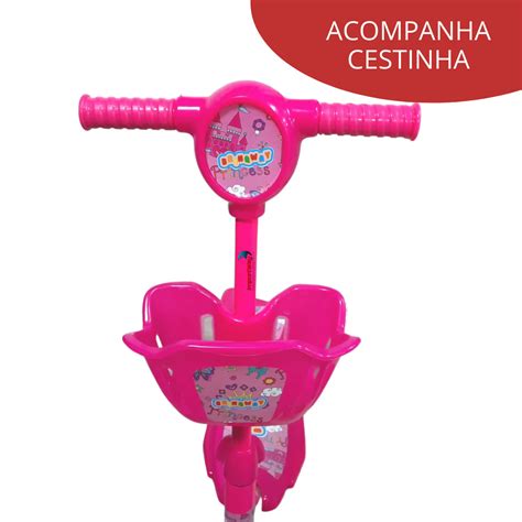 Patinete Infantil 3 Rodas Cesta Rosa BW010RS ImportWay