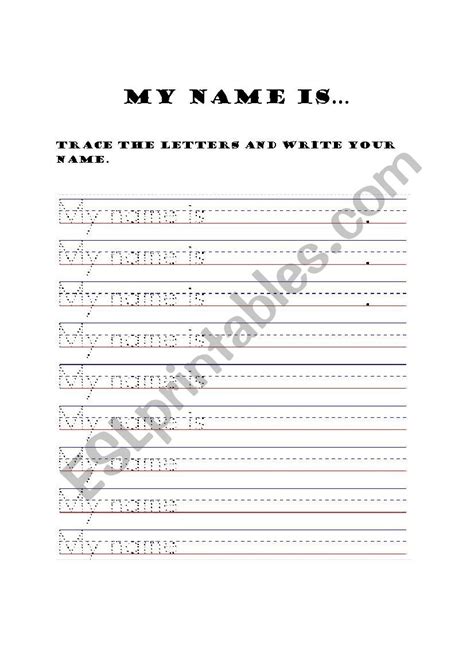 My Name Is Tracing Esl Worksheet By Kytyrx