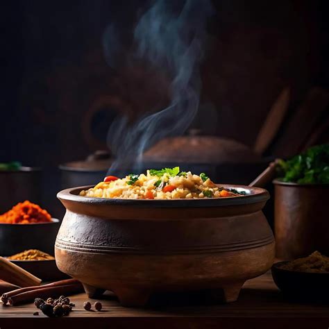 Steaming Hot Aromatic Vegetable Biryani In Clay Pot Traditional Indian