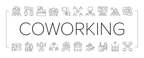 Coworking Service Collection Icons Set Vector Vector Art At