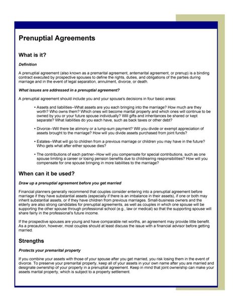 30 Simple Prenuptial Agreement Templates [prenup Examples]