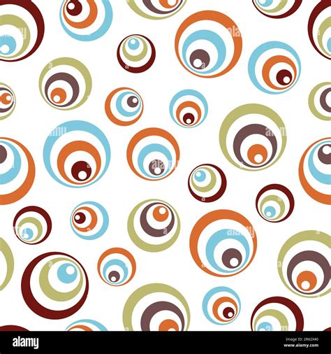 Seamless Retro Vivid Circles Pattern Over White Stock Vector Image