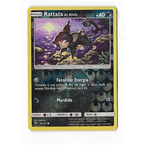 Pokemon Rattata De Alola Reverse Foil Sol E Lua Sombras Ardentes