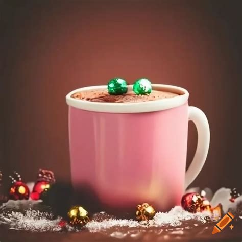 Watercolor Illustration Of A Christmas Themed Hot Chocolate Cup On Craiyon