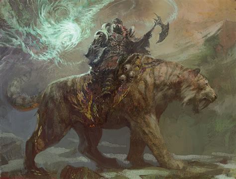 Temur War Shaman Art By Nils Hamm Sabertooth Anime Animals Fantasy Art