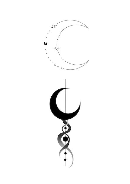 Premium Vector | Moon tattoo