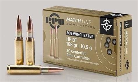 Ppu Match Line 308 Winchester Hp Bt 168 Gr 20 Cartridges