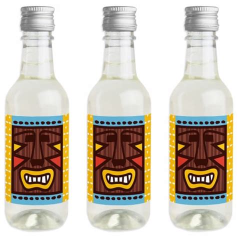 Big Dot Of Happiness Tiki Luau Mini Wine Bottle Label Stickers