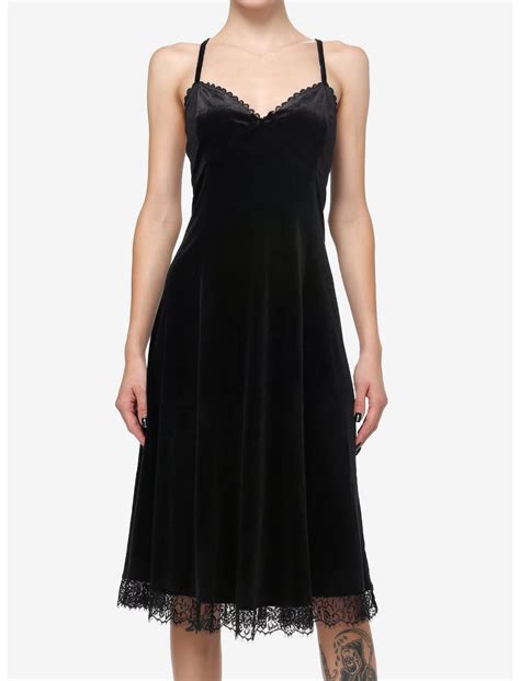 Cosmic Aura Black Velvet Lace Midi Dress Hot Topic