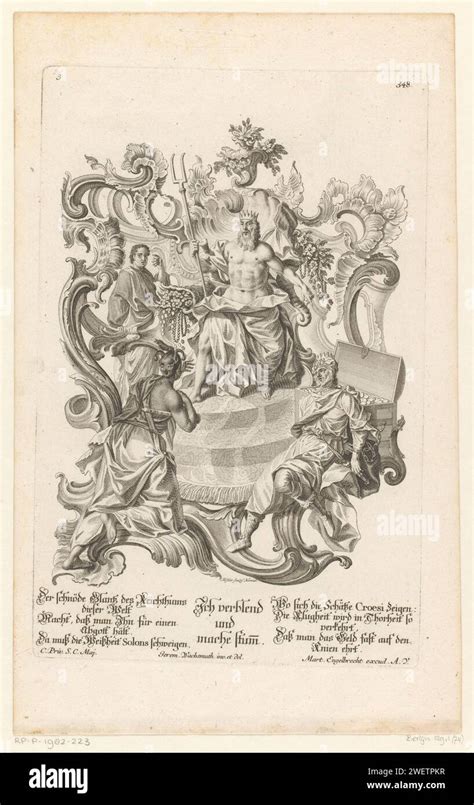 Croesus In Solon 1715 1777 Print In A Rocaille Ornament Pluto Sits